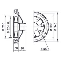 Helios HWW EC 250 A Axial-Hochleistungsventilator 1-PH 230V regelbar, 1970m3/h, 125W... HELIOS-04823 4010184048237 (Abb. 1)