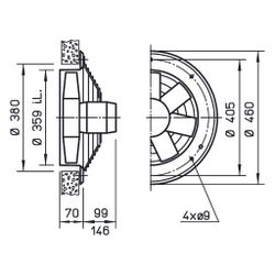 Helios HWW EC 355 B Axial-Hochleistungsventilator 1-PH 230V regelbar, 4200m3/h, 320W... HELIOS-04920 4010184049203 (Abb. 1)