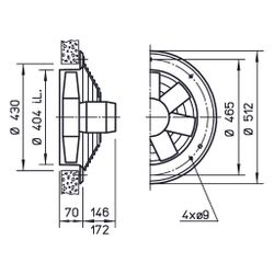 Helios HWW EC 400 A Axial-Hochleistungsventilator 1-PH 230V regelbar, 4760m3/h, 325W... HELIOS-04923 4010184049234 (Abb. 1)
