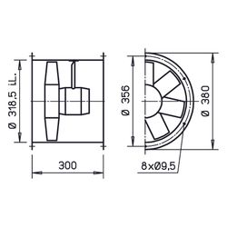 Helios HRFW EC 315 A Axial-Hochleistungsventilator 1-PH 230V regelbar, 2780m3/h, 150W... HELIOS-04882 4010184048824 (Abb. 1)