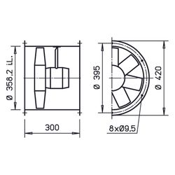 Helios HRFW EC 355 B Axial-Hochleistungsventilator 1-PH 230V regelbar, 4200m3/h, 320W... HELIOS-04921 4010184049210 (Abb. 1)