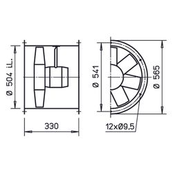 Helios HRFW EC 500 A Axial-Hochleistungsventilator 1-PH 230V regelbar, 6320m3/h, 260W... HELIOS-04936 4010184049364 (Abb. 1)