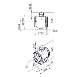 Helios Multivent-Rohrventilator MV EC 315, EC 1-PH 230V regelbar, 2.620m3/h, 268W, DN 315... HELIOS-06036 4010184060369 (Abb. 1)