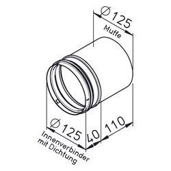 Helios FRS-VV125 FlexPipe Verlängerung Ventilanschluss, DN 125 mit Dichtung... HELIOS-03906 4010184039068 (Abb. 1)