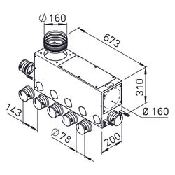 Helios FRS-MVK 5 und 2-75/160 FlexPipe Multi-Verteilerkasten 7 Einzelstutzen rund DN 75, ... HELIOS-03836 4010184038368 (Abb. 1)