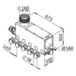 Helios FlexPipe Multi-Verteilerkasten FRS-MVK 5 und 2-75/160, 7 Einzelstutzen rund DN 75,... HELIOS-03836 4010184038368 (Abb. 1)