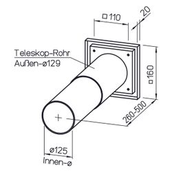 Helios WES 120 Wandeinbausatz DN 125 für UP-Einbau von 260 bis 500mm, Kunststoff... HELIOS-00486 4010184004868 (Abb. 1)
