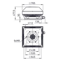 Helios RDW EC 400 Horizontal-Dachventilator DN 400, 1-PH 230V, EC-Motor, 6695m3/h, 1,05kW... HELIOS-07365 4010184073659 (Abb. 1)