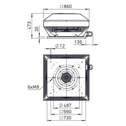 Helios RDD 450/4 Radial-Dachventilator horizontal, 3-PH 400V, 8650m3/h, 1,35kW, 4-polig... HELIOS-07384 4010184073840 (Abb. 1)