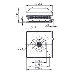 Helios RDD EC 500 A Radial-Dachventilator horizontal, 3-PH 400V, 12650m3/h, 2,45kW, EC-Mo... HELIOS-07425 4010184074250 (Abb. 1)
