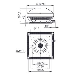 Helios RDD EC 560 Radial-Dachventilator horizontal, 3-PH 400V, 14050m3/h, 2,4kW, EC-Motor... HELIOS-07435 4010184074359 (Abb. 1)