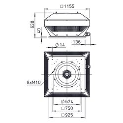 Helios RDD EC 630 Radial-Dachventilator horizontal, 3-PH 400V, 17750m3/h, 2,9kW, EC-Motor... HELIOS-07455 4010184074557 (Abb. 1)