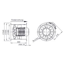 Helios AMD 280/4 Axial-Mitteldruckventilator 3-PH, TK, drehzahlsteuerbar, 2000m3/h, 100W,... HELIOS-02256 4010184022565 (Abb. 1)