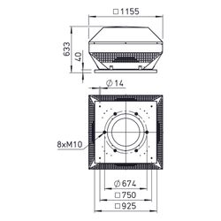 Helios Dachlüftungshaube HDH 630, horizontal, DN 630... HELIOS-07518 4010184075189 (Abb. 1)