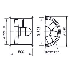 Helios HRFW EC 560 Axial-Hochleistungsventilator 1-PH 230V regelbar, 9740m3/h, 555W... HELIOS-04874 4010184048749 (Abb. 1)