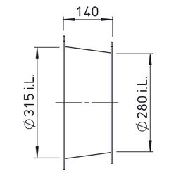 Helios DIF 280 Diffusor komplett, DN 280 auf DN 315, Länge 140mm... HELIOS-03551 4010184035510 (Abb. 1)