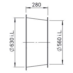 Helios DIF 560 Diffusor komplett, DN 560 auf DN 630, Länge 280mm... HELIOS-03565 4010184035657 (Abb. 1)