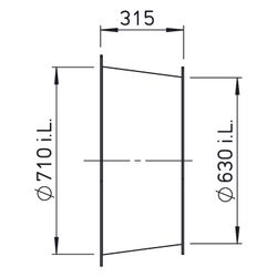 Helios DIF 630 Diffusor komplett, DN 630 auf DN 710, Länge 315mm... HELIOS-03566 4010184035664 (Abb. 1)