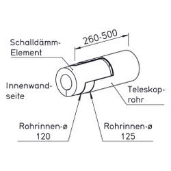 Helios ZLA 125 RS Rohbauset zu ZLA 125 Teleskoprohr DN 125, Länge 260-500mm, mit Schalldä... HELIOS-04396 4010184043966 (Abb. 1)