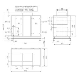 Helios Lüftungsgerät AIR1 RH 3000 mit WRG Rotations-WT, stehend, horizontal, max. 3.000m3... HELIOS-04345 4010184043454 (Abb. 1)