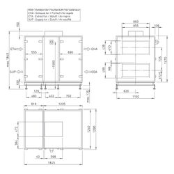 Helios Lüftungsgerät AIR1 RH 5000 mit WRG Rotations-WT, stehend, horizontal, max. 5.150m3... HELIOS-04346 4010184043461 (Abb. 1)