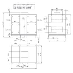 Helios Lüftungsgerät AIR1 RH 6000 mit WRG Rotations-WT, stehend, horizontal, max. 6.200m3... HELIOS-04347 4010184043478 (Abb. 1)