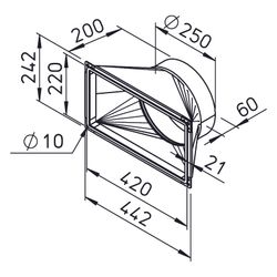 Helios Übergangsstück AIR1-ÜS XC 700 rechteckig-rund, mit Rohranschluss DN 250, für AIR1 ... HELIOS-04362 4010184043621 (Abb. 1)