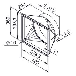 Helios Übergangsstück AIR1-ÜS XH 1500/RH 1500 rechteckig-rund, mit Rohranschluss DN 315, ... HELIOS-04367 4010184043676 (Abb. 1)
