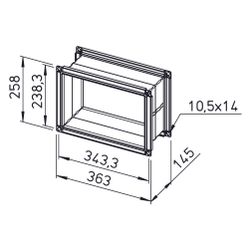 Helios Verbindungsstück AIR1-VS 31/21 flexibel rechteckig 363x145x258mm, mit Flanschen... HELIOS-04371 4010184043713 (Abb. 1)