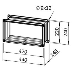 Helios Verbindungsstück AIR1-VS 40/20 flexibel rechteckig 440x145x240mm, mit Flanschen... HELIOS-07403 4010184074038 (Abb. 1)