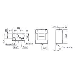Helios KWL 200 W L Lüftungsgerät links mit WRG, max. 166m3/h, 130W, 230V, EC-Motoren, Aut... HELIOS-40046 4010184400462 (Abb. 1)