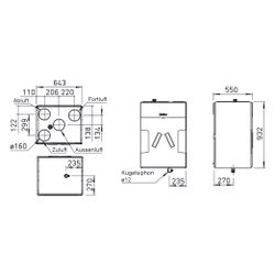 Helios KWL 360 W Lüftungsgerät R/L mit WRG, max. 356m3/h, 120W, 230V, EC-Motoren, Auto-By... HELIOS-40061 4010184400615 (Abb. 1)
