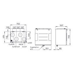 Helios KWL 500 W L Lüftungsgerät links mit WRG, max. 490m3/h, 580W, 230V, EC-Motoren, Aut... HELIOS-40054 4010184400547 (Abb. 1)