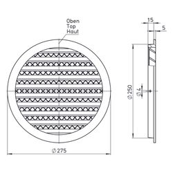 Helios FGR 250 Fassadengitter rund DN 250, Aluminium... HELIOS-40181 4010184401810 (Abb. 1)