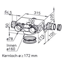 Helios FRS-VE 5-75/160 FlexPipe Verteilelement 5 Einzelstutzen, rund DN 75, Anschluss DN ... HELIOS-40161 4010184401612 (Abb. 1)