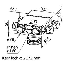 Helios FRS-VE 9-75/160 FlexPipe Verteilelement 9 Einzelstutzen, rund DN 75, Anschluss DN ... HELIOS-40162 4010184401629 (Abb. 1)