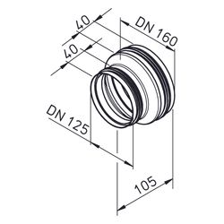 Helios Rohrverbinder RVBD 160/125, mit Dichtung, für Anschluss von Lüftungsrohren/IsoPipe... HELIOS-40165 4010184401650 (Abb. 1)