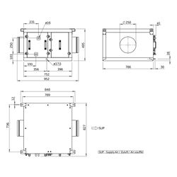 Helios Direktverdampfer AIR1-CO DX XVP 850 R als Change-over-Register, Anschluss rechts... HELIOS-40479 4010184404798 (Abb. 1)