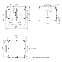 Helios Direktverdampfer AIR1-CO DX XVP 1250 R als Change-over-Register, Anschluss rechts... HELIOS-40488 4010184404880 (Abb. 1)