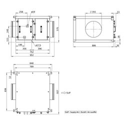Helios Direktverdampfer AIR1-CO DX XVP 1800 R als Change-over-Register, Anschluss rechts... HELIOS-40495 4010184404958 (Abb. 1)