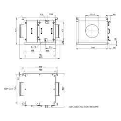 Helios Kühlregister Kaltwasser AIR1-KR KW XVP 1250 L, Anschluss links, RAL 7047... HELIOS-40485 4010184404859 (Abb. 1)