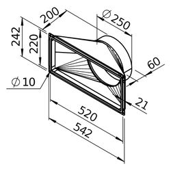 Helios Übergangsstück AIR1-ÜS XC 1000 rechteckig-rund, mit Rohranschluss DN 250, für AIR1... HELIOS-40739 4010184407393 (Abb. 1)