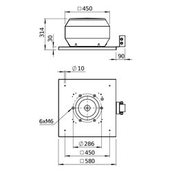 Helios Vertikal-Dachventilator VDD 250/4 EX, EX-geschützt, 120W, 4-polig, 3-PH 400V... HELIOS-07265 4010184072652 (Abb. 1)