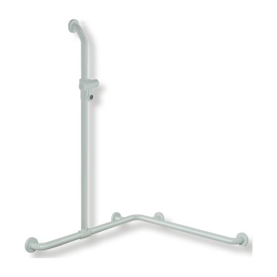 HEWI Duschhandlauf mit verschiebbarer Brausehalterstange 1250x762x762mm suizidhemmende Ausführung sand