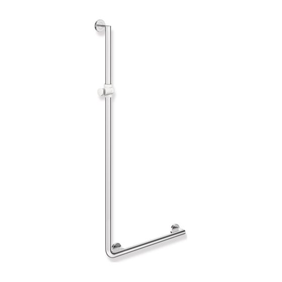 HEWI Winkelgriff mit Brausehalter D 32, 1250x450mm links, chrom Brausehalter Kunststoff anthrazitgrau