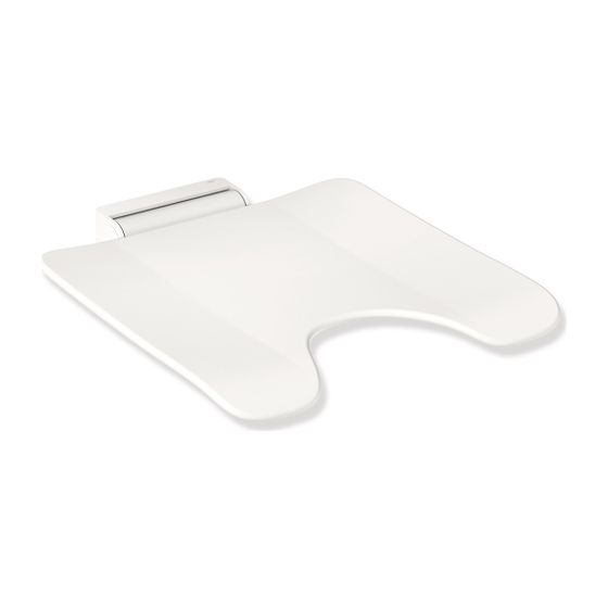 HEWI mobiler Klappsitz Schamausschnitt 450x528 pulverbeschichtet Sitzfläche Kunststoff Weiß tiefmatt/weißmatt