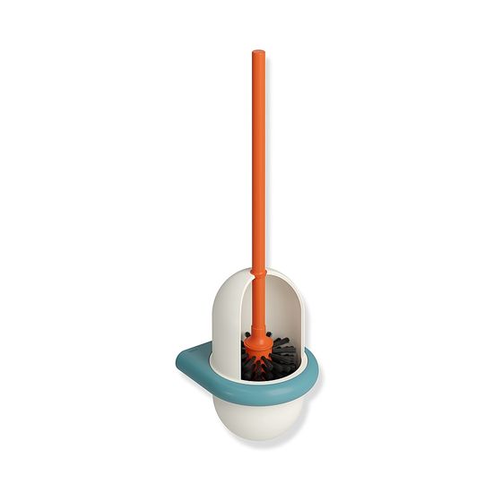 HEWI WC-Bürstengarnitur Serie 477 matt, reinweiß/aquablau/koralle