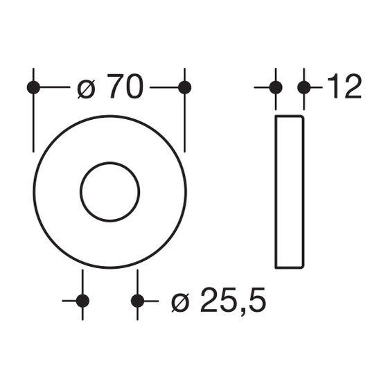 HEWI Rosettenkappe D 25mm, 5, Rosette D 70mm, chrom