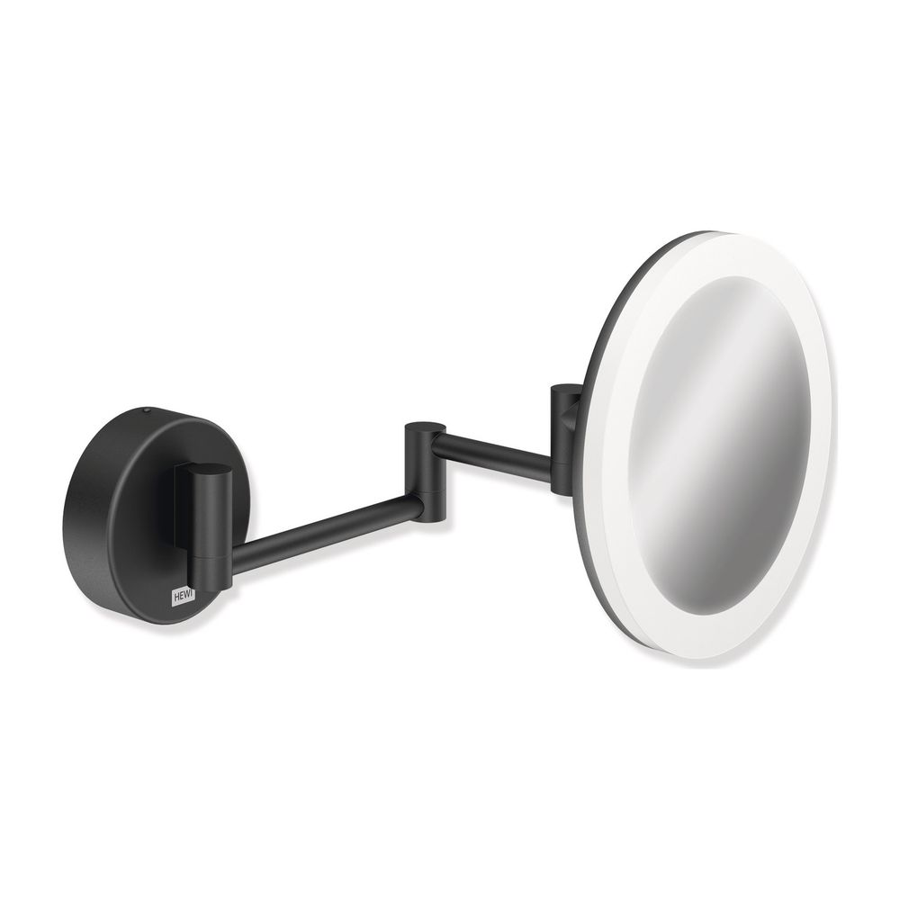 HEWI Kosmetikspiegel LED, matt schwarz rund, 5-fach Vergrößerung, Dual Light... HEWI-950.01.26001 4014885619338 (Abb. 1)