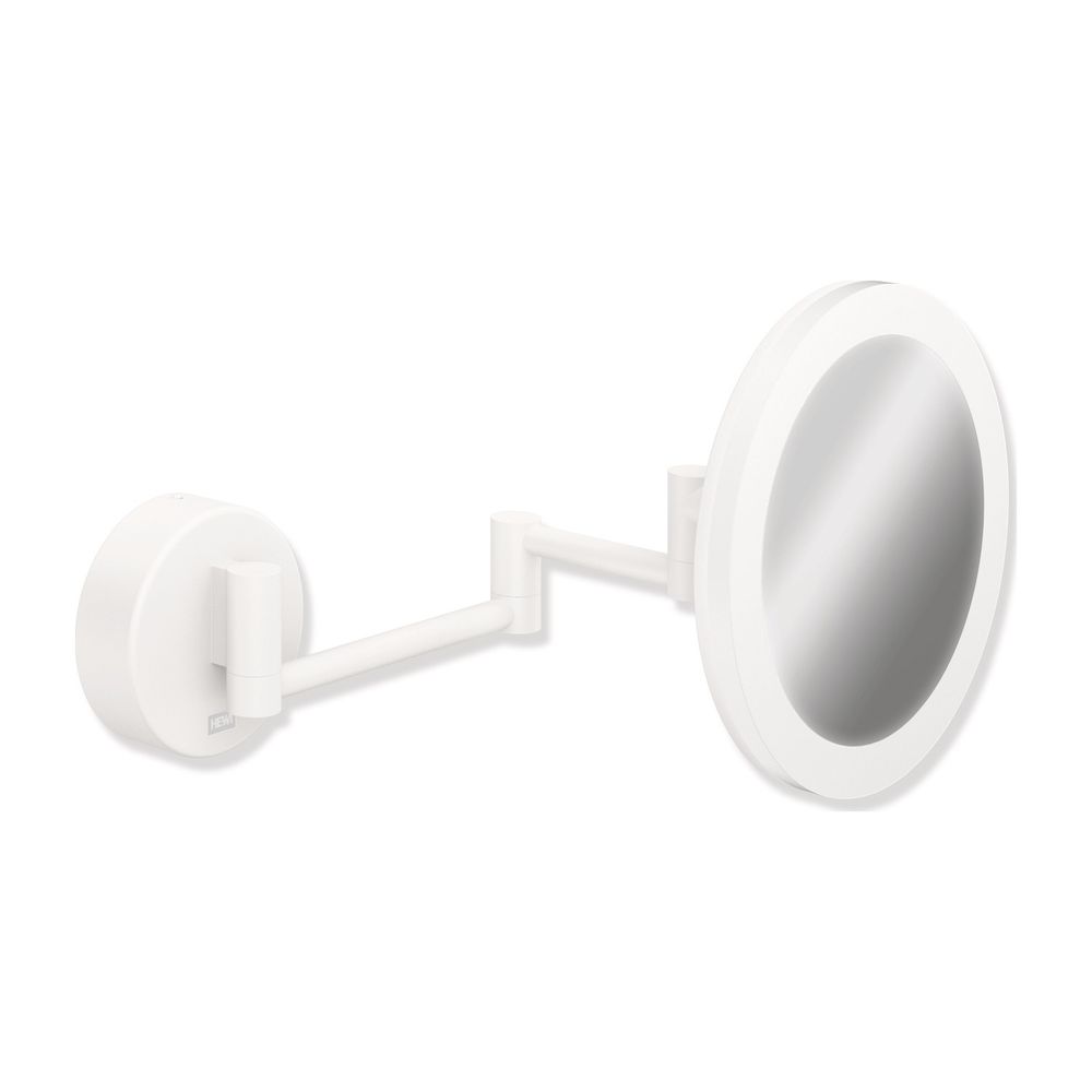 HEWI Kosmetikspiegel LED, matt weiß rund, 5-fach Vergrößerung, Dual Light... HEWI-950.01.26002 4014885642534 (Abb. 1)